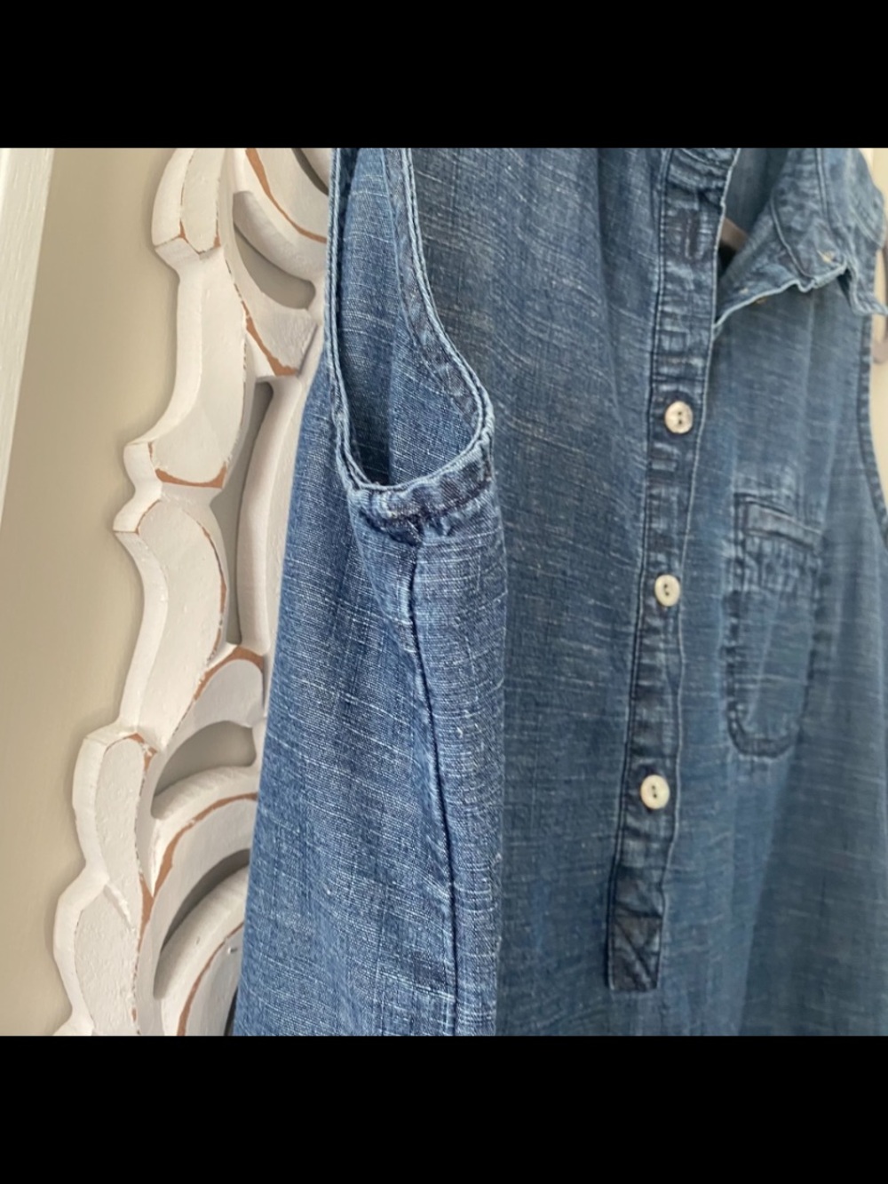 J. Jill Size M Tencel Linen Chambray Sleeveless Shirt Dress Pockets Casual - Picture 5 of 10